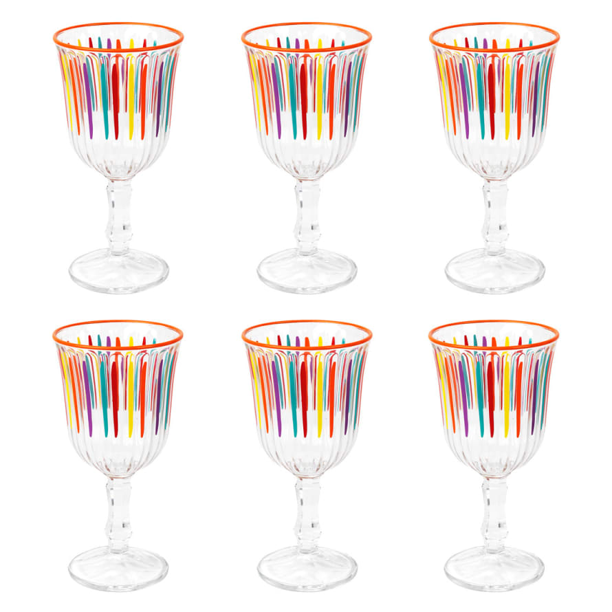 Talking Tables 240ml Multi Coloured Bright Striped Wine Glass