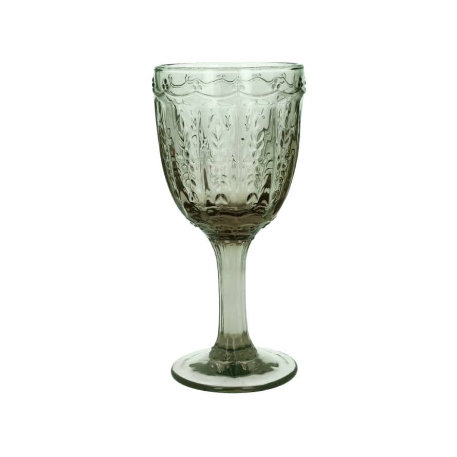 Gisela Graham Green Pressed Goblet Wine Glass