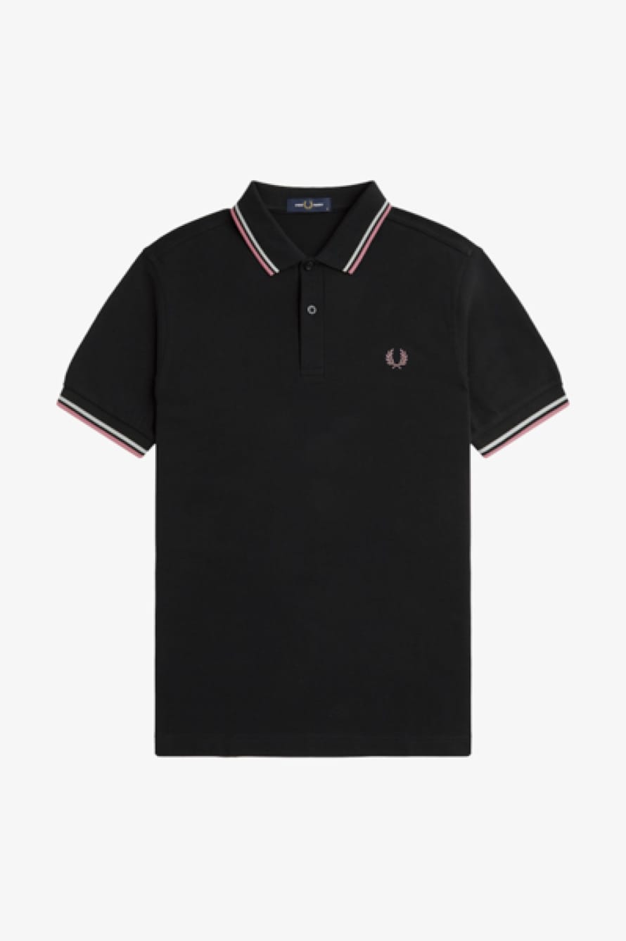 Fred Perry Black and Dusty Rose Pink M3600 Polo Shirt