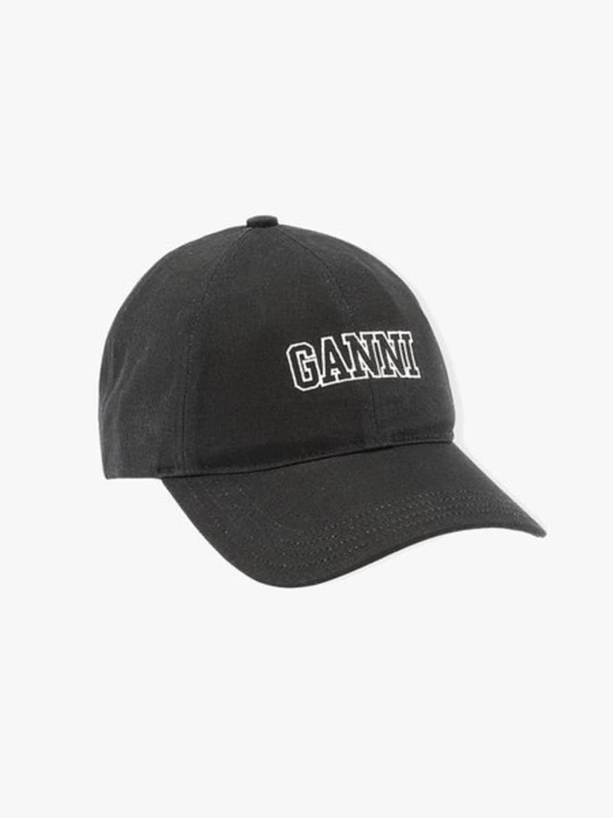 Ganni Black Embroidered Logo Cap