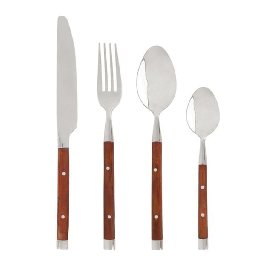 Distinctly Living Wooden Rivet 24pc Cutlery Set