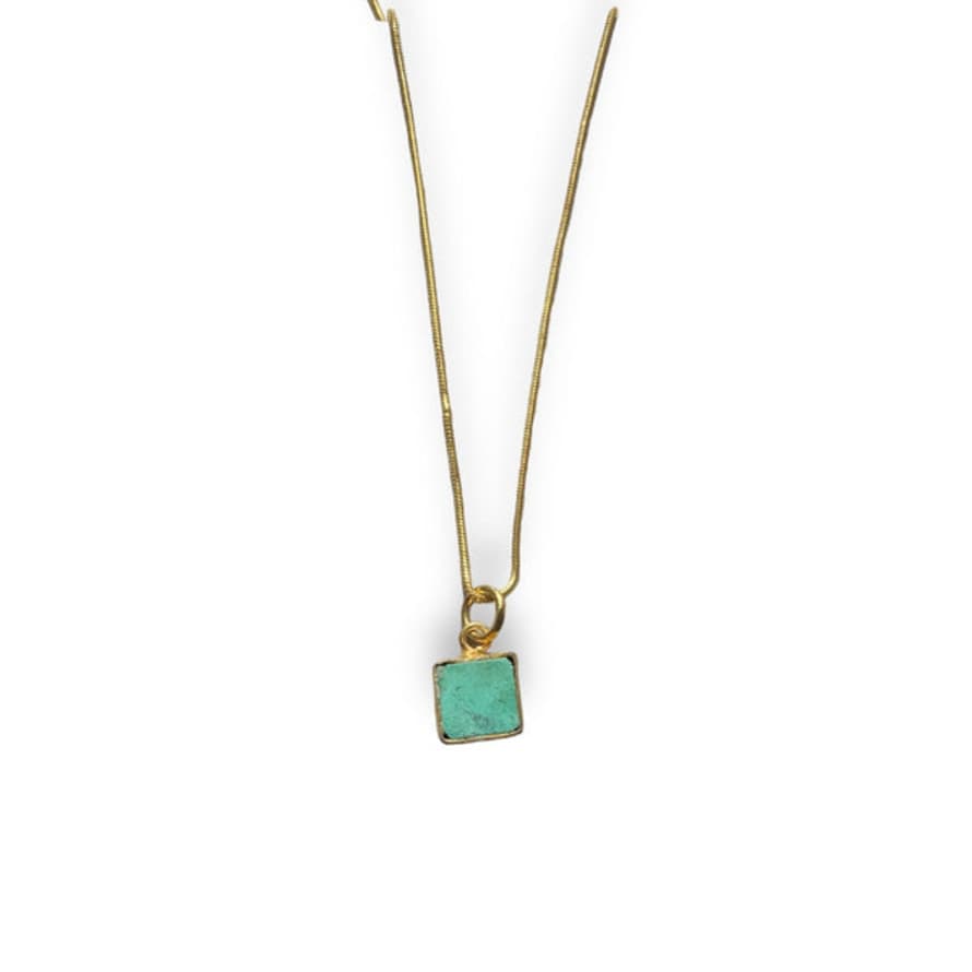 CollardManson Semi-precious Stone Necklace - Gold Plated Snake Chain With Turquoise Pendant