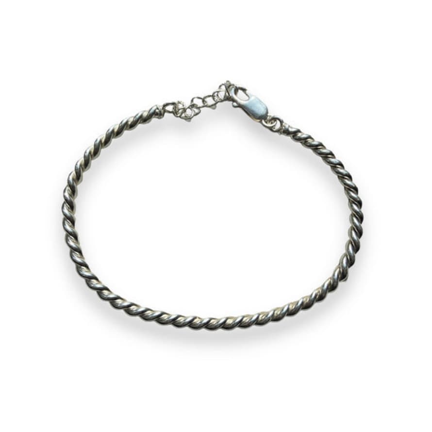 CollardManson 925 Lightly Oxidised Silver Rope Chain Bracelet