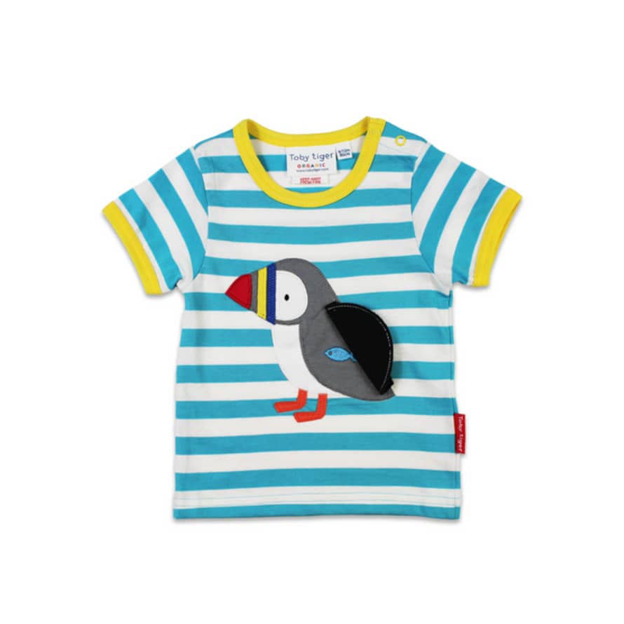 Toby Tiger Organic Puffin Applique T-shirt
