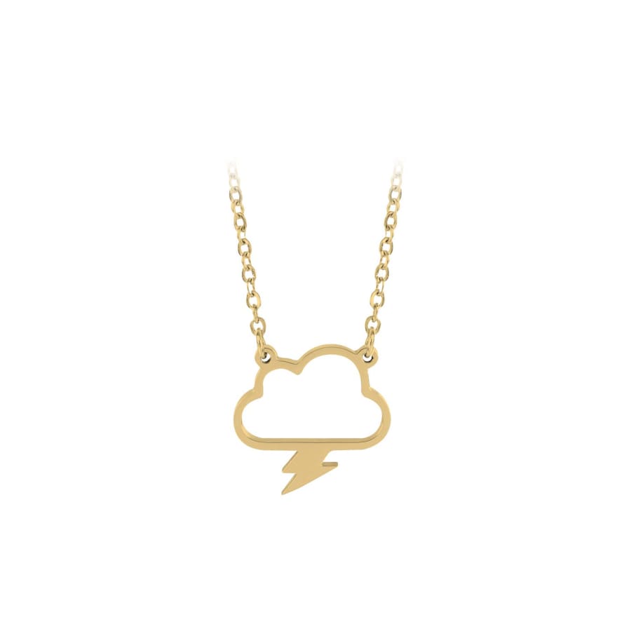 Esa Evans Gold Lightning Cloud Bolt Pendant Necklace | Stainless Steel
