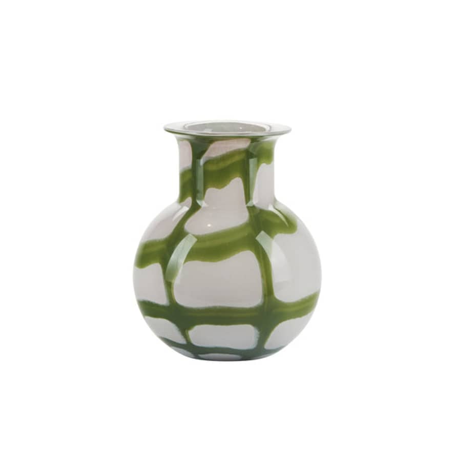 Bahne Rose & Green Check Glass Vase