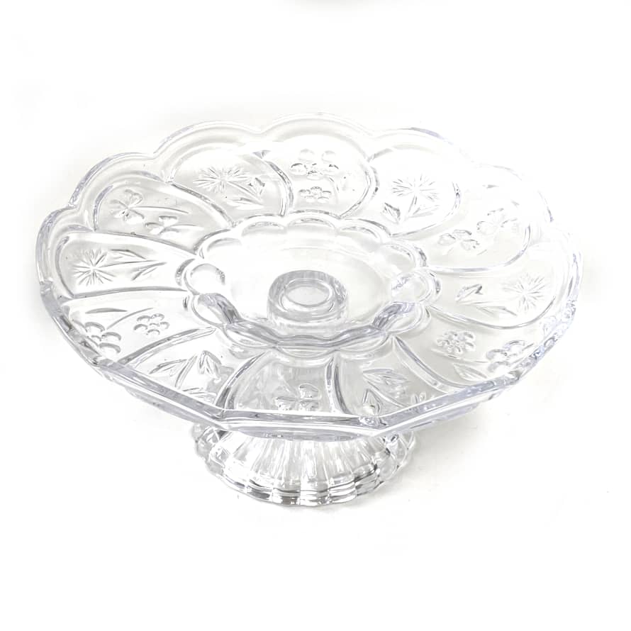 House Doctor PRESSED GLASS CAKESTAND WITH FLORAL PATTERN