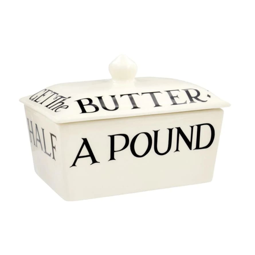 Emma Bridgewater Small Black Toast Half a Pound Printed Butter Dish