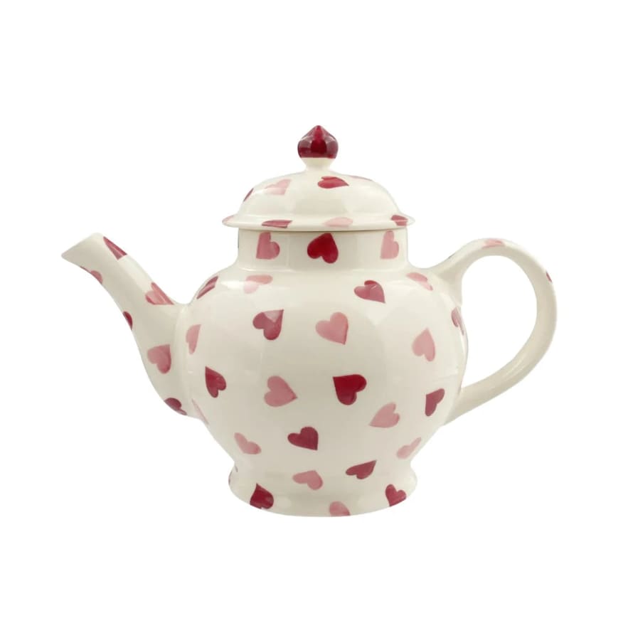 Emma Bridgewater 1600ml Pink Hearts Printed 4 Mug Teapot