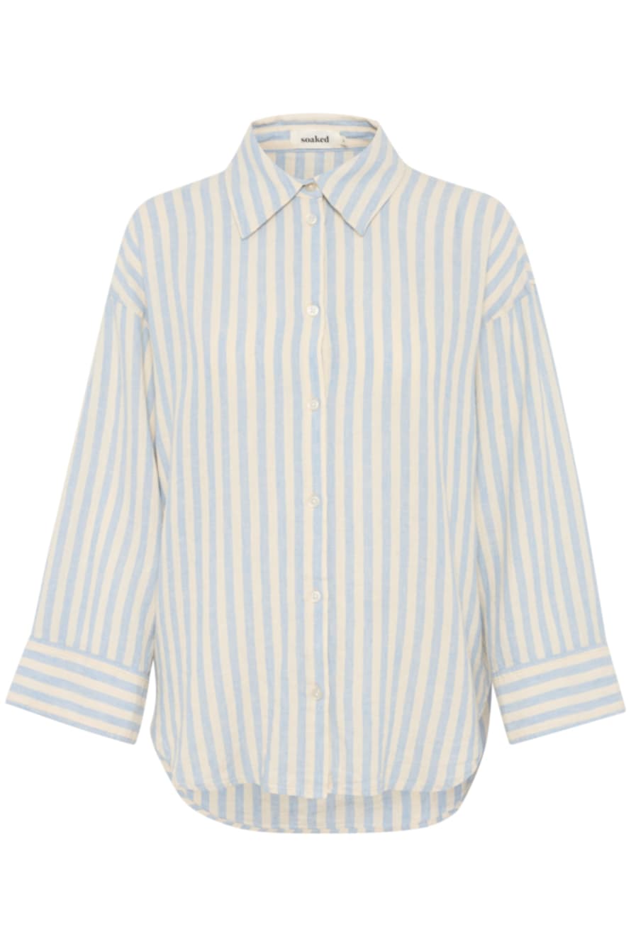 Soaked in Luxury  Blue Striped Belira 3/4 Shirt