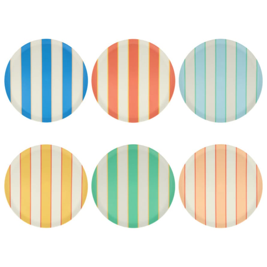Meri Meri Mixed Stripe Recycled Plastic Plates Large (x 6)