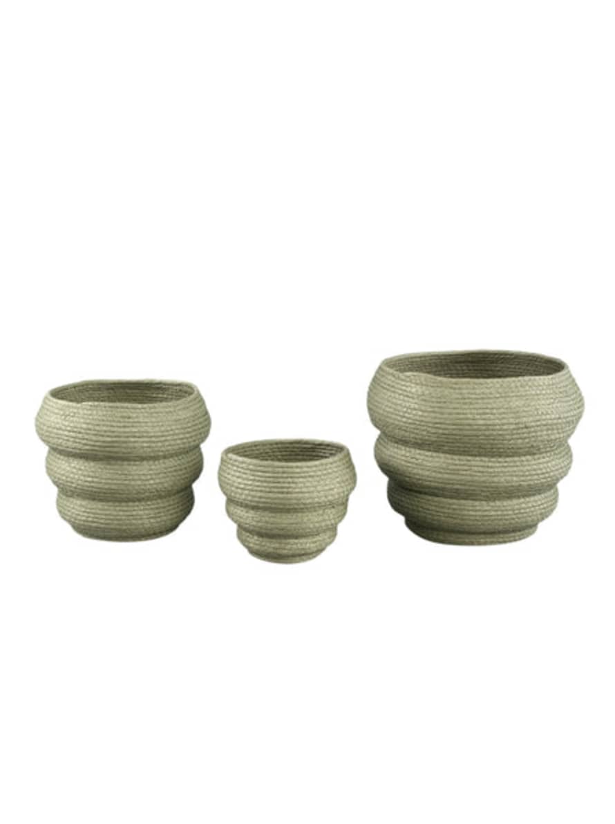 PTMD Small Summera Green Layered Paper Rope Plant Pot / Basket