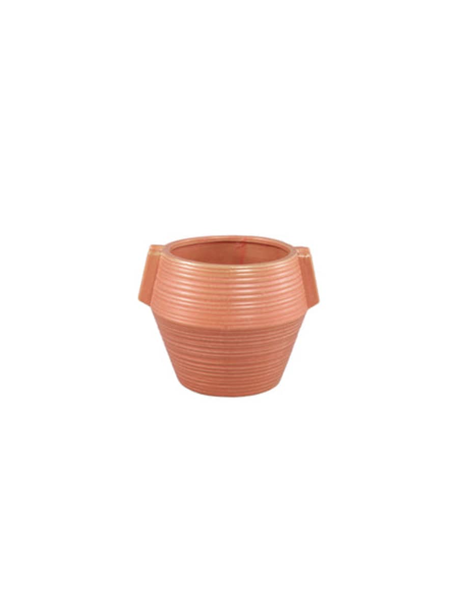 PTMD Large Shaine Orange Ribbed Ceramic Plant Pot