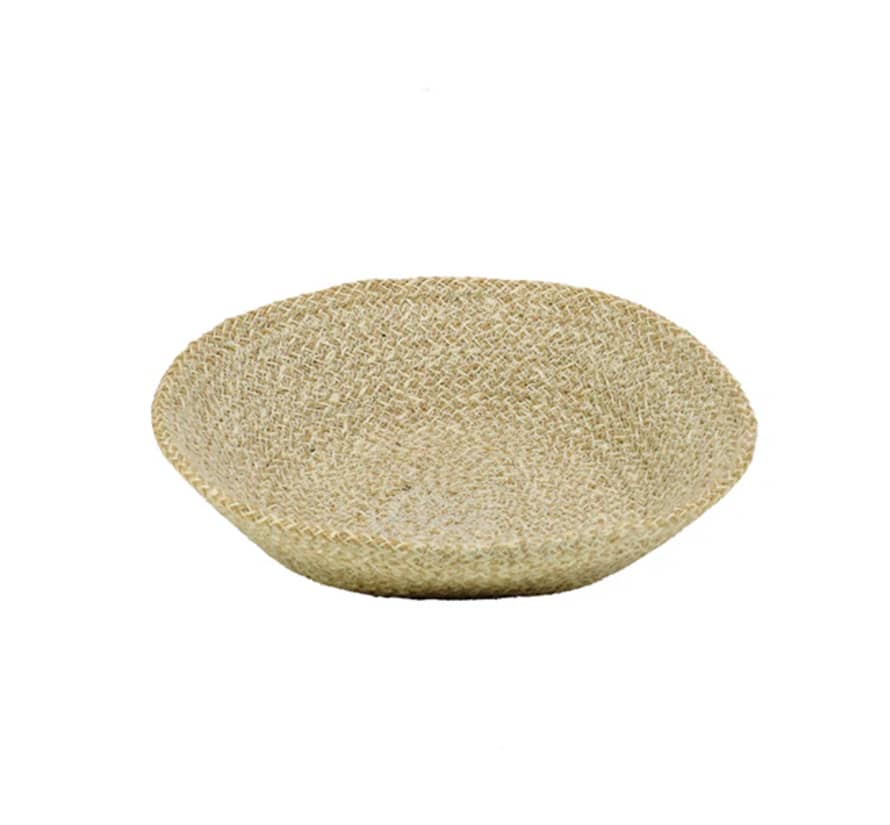 British Colour Standard Jute Basket in Pearl White/Natural (24cm)