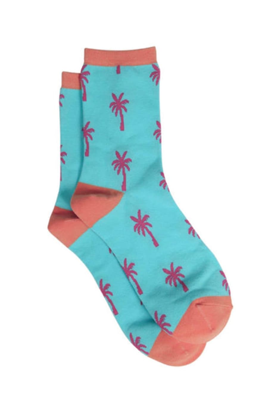 Sock Talk Womens Bamboo Socks Palm Tree Novelty Summer Ankle Socks