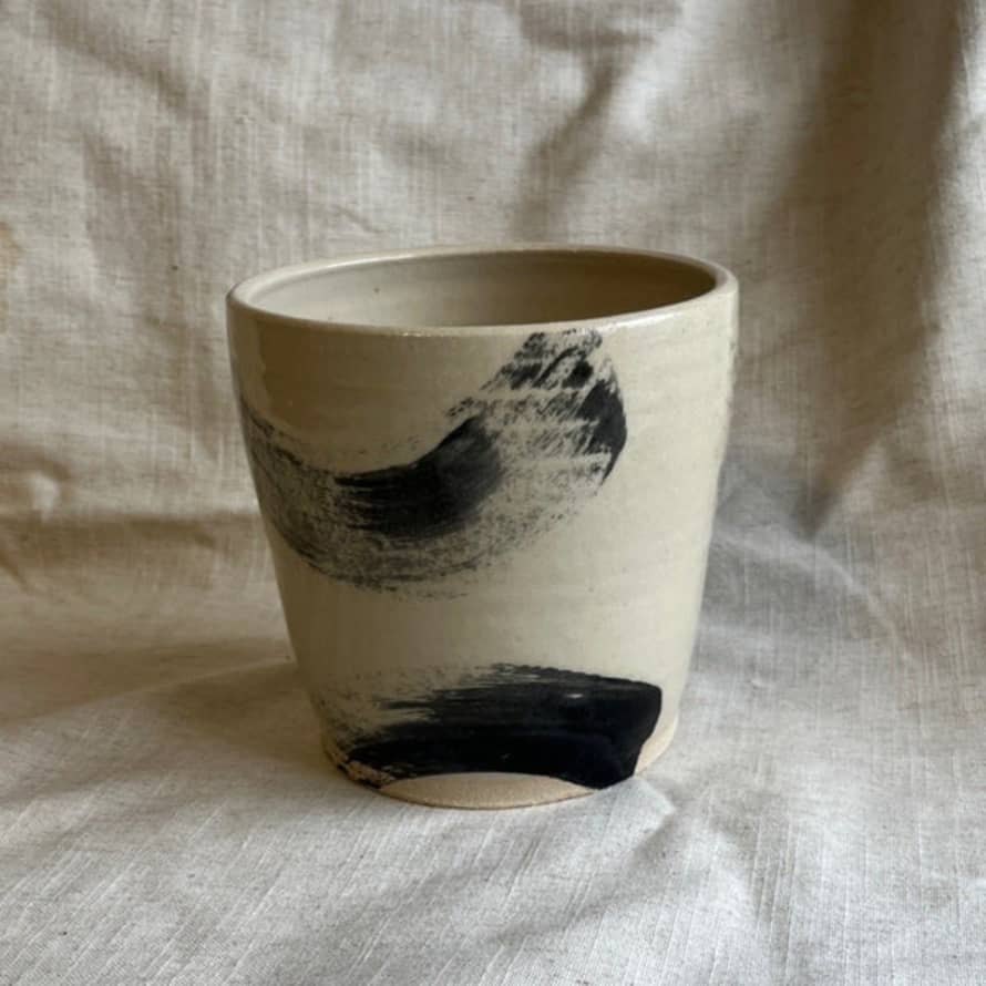 Charlotte Manser Ceramics 10cm Makers Mark - Black And White Handmade Ceramic Plant Pot