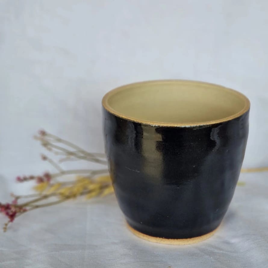 Charlotte Manser Ceramics 12cm Black & Cream Handmade Ceramic Plant Pot