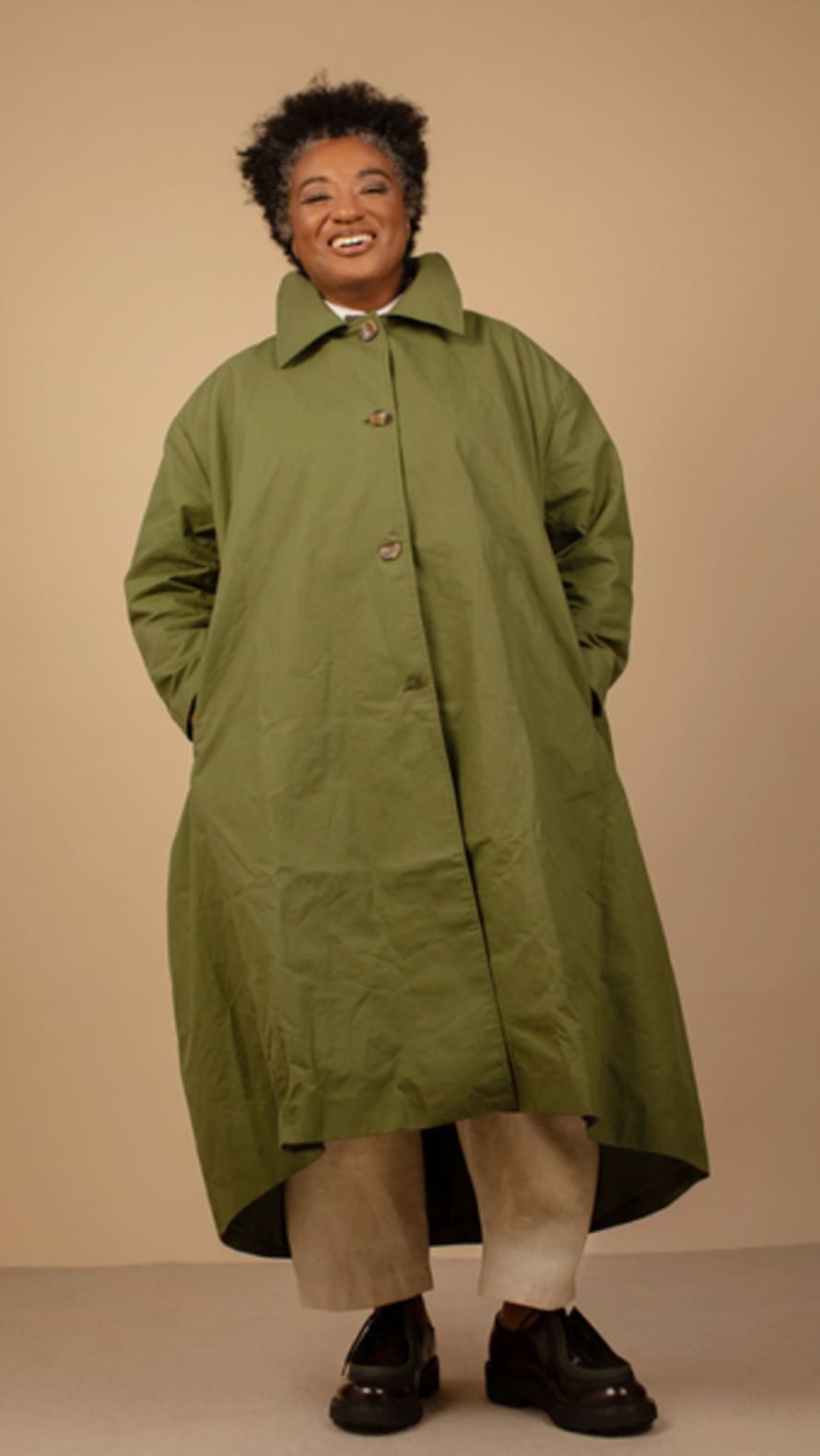 Lora Gene Waxed Cotton Asymmetric Raincoat By