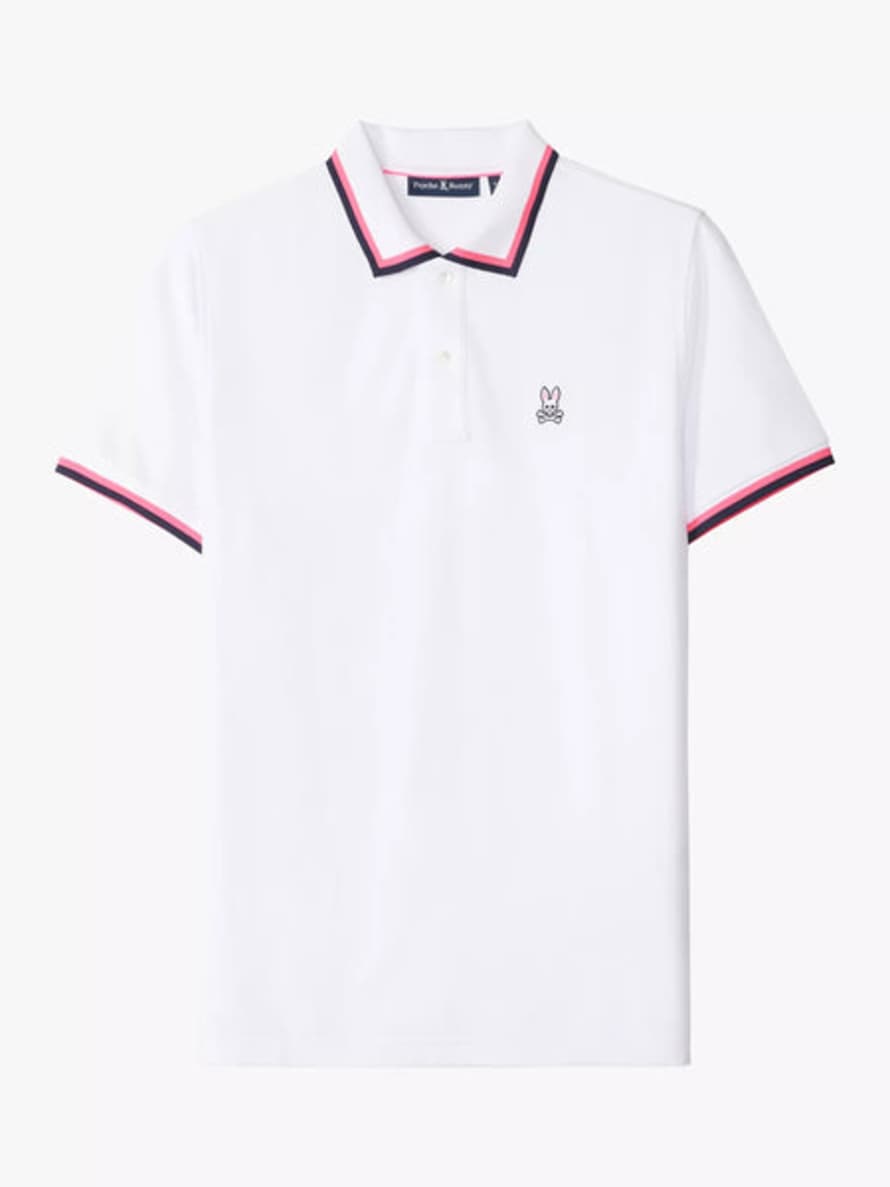 PSYCHO BUNNY - Kingsbury Pique Polo Shirt In White B6k235b200 Wht