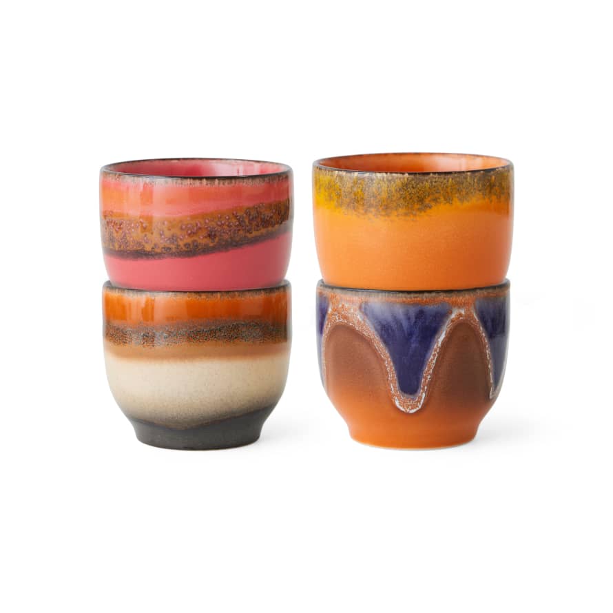 HK Living 70s Ceramics Java Coffee Mugs - Set of 4
