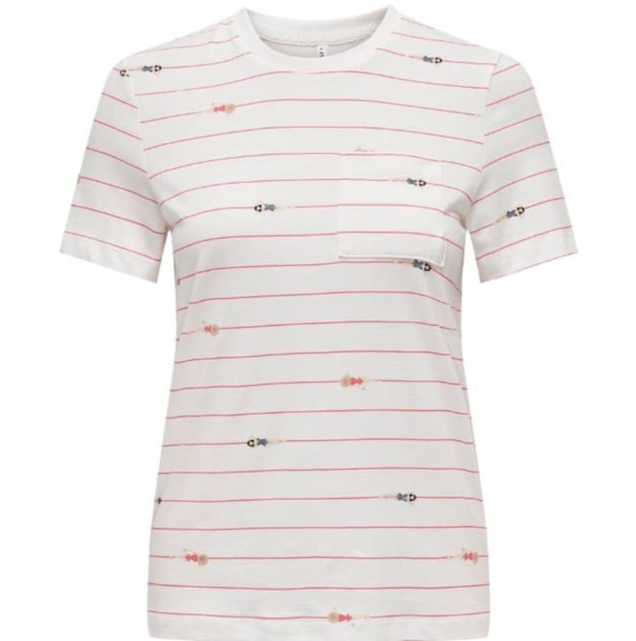 Lark London Only Swimming Lady T-Shirt - Cream/Coral