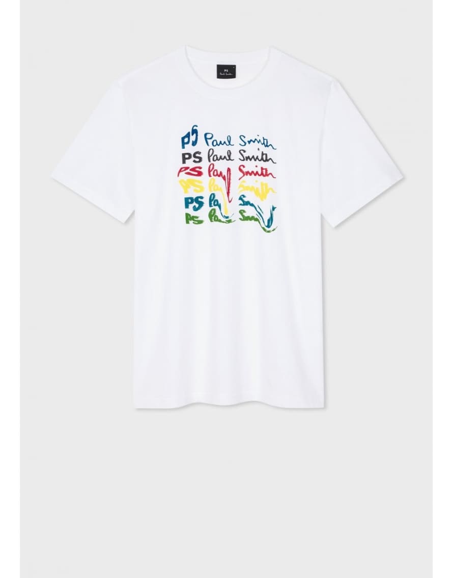 Paul Smith Paul Smith Smudged Letter Graphic T-shirt Col: 01 White, Size: L