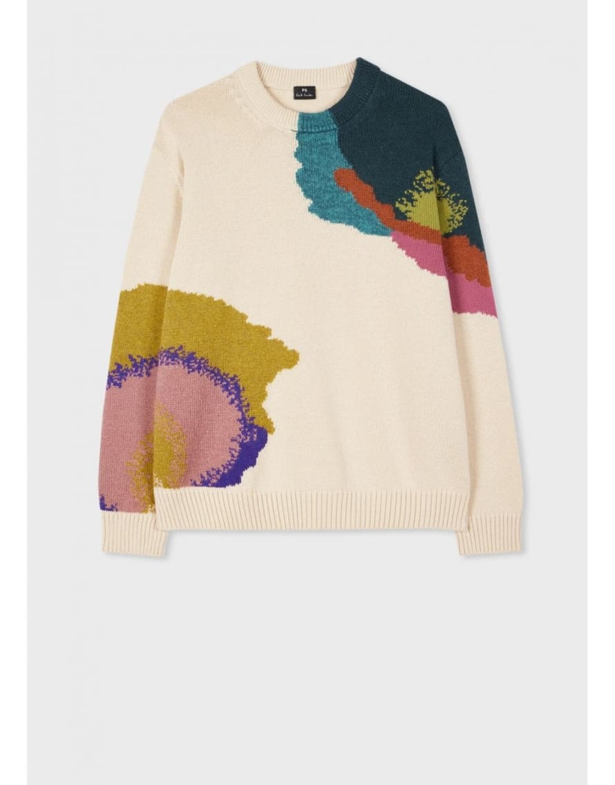Paul Smith Paul Smith Abstract Flower Crew Neck Jumper Col: 04 Ivory, Size: Xs