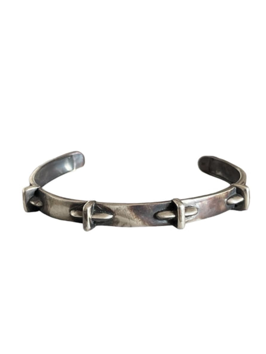 WDTS - Window Dressing the Soul Wdts 925 Silver Lightly Oxidised Silver Cross Cuff Bangle