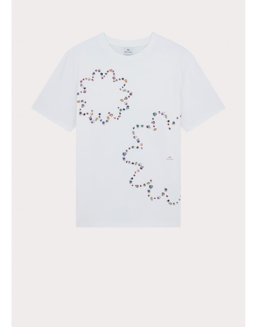 Paul Smith Outlined Floral Ink Stain T-shirt Col: 01 White, Size: L