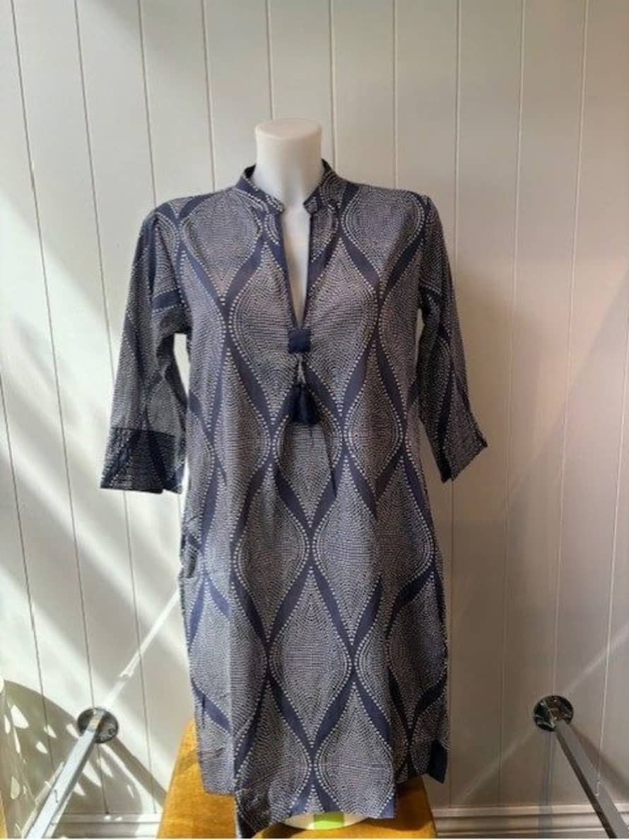 Bagatelle  Tunic Coverup In Navy & White Dots