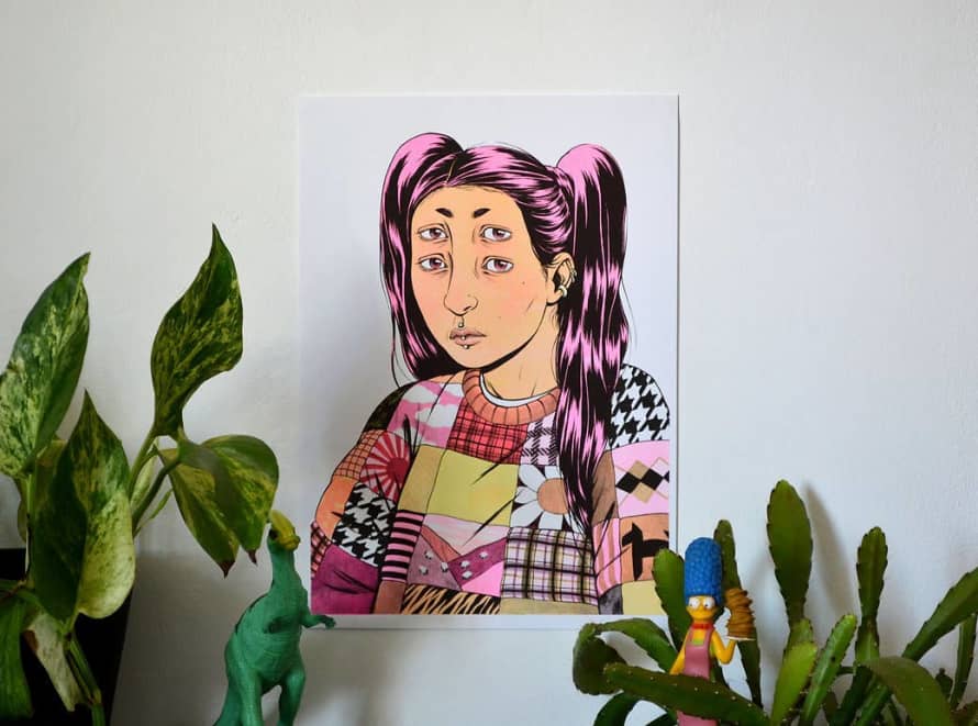 Lily Blakely Double Take A4 Framed Riso Print