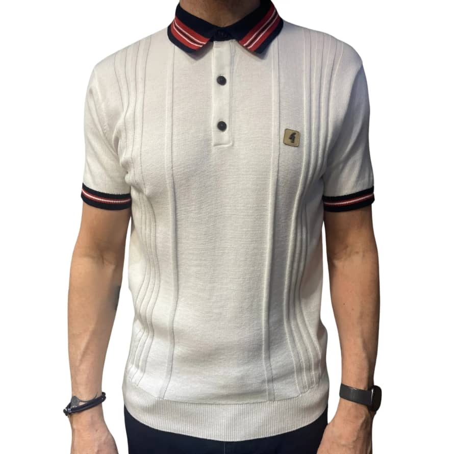 Gabicci Vintage Canto Knitted Polo Shirt - White