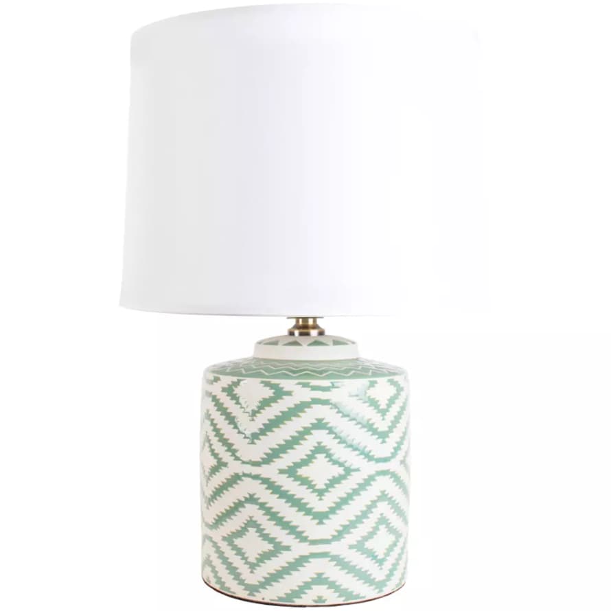 Grand Illusions Ikat Lamp Sage with White Shade