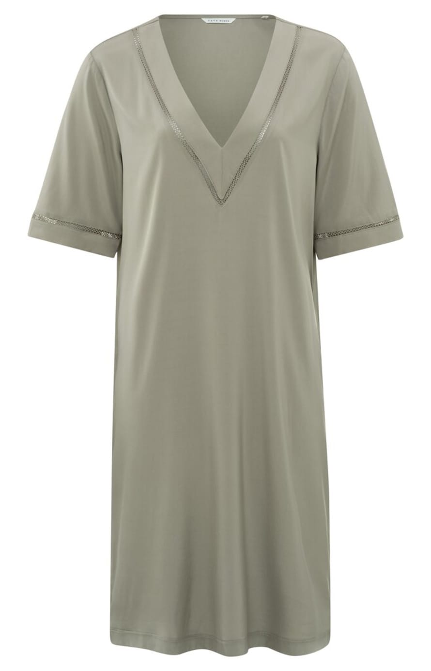 Yaya Dress With V-neck And Shorts Sleeves In Wide Fit - Army Green