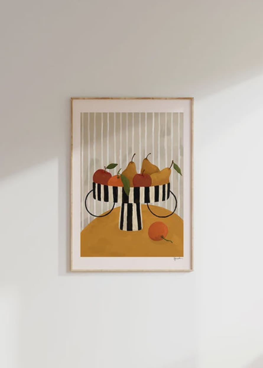 Frankie Penwill Fruit In Striped Bowl - 50x70cm