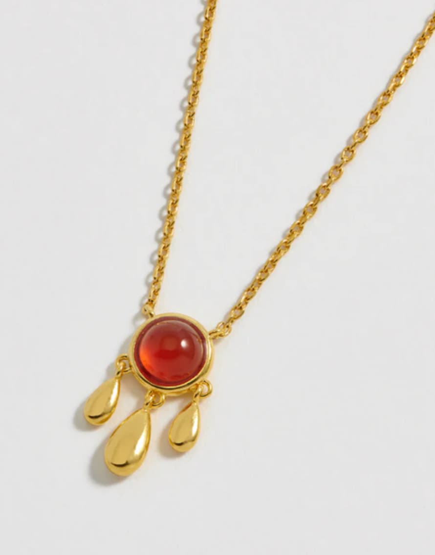 Estella Bartlett  Carnelian Stone And Droplet Necklace - Gold Plated