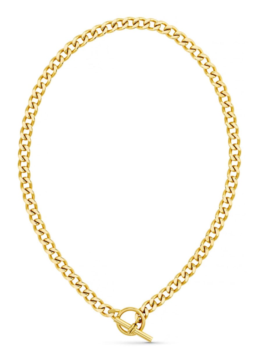 Orelia Luxe Flat Curb T-bar Necklace - Gold