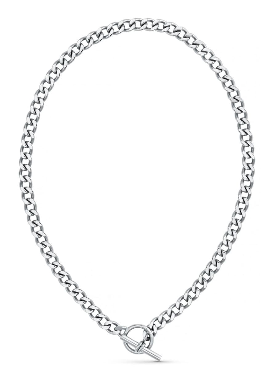 Orelia Luxe Flat Curb T-bar Necklace - Silver