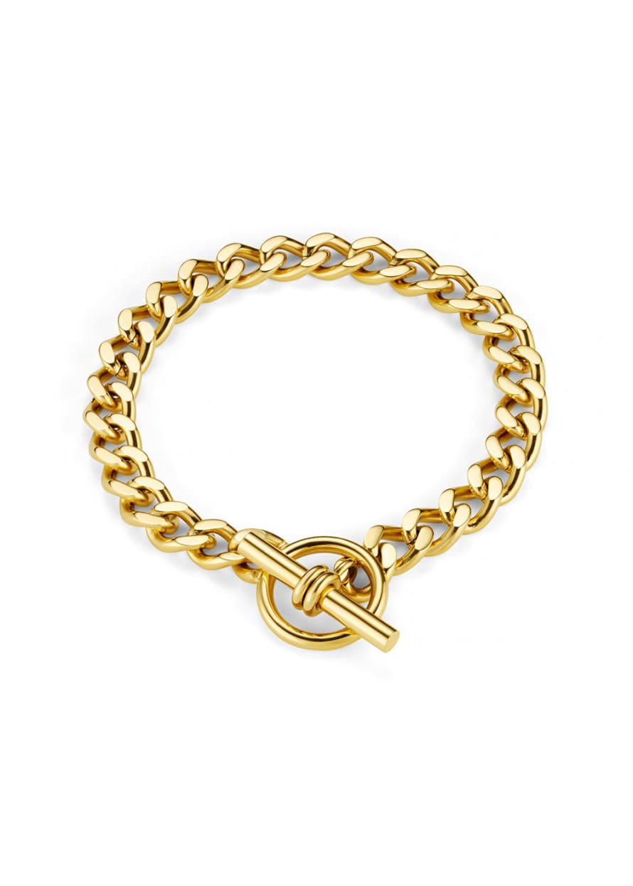 Orelia Luxe Flat Curb T-bar Bracelet - Gold