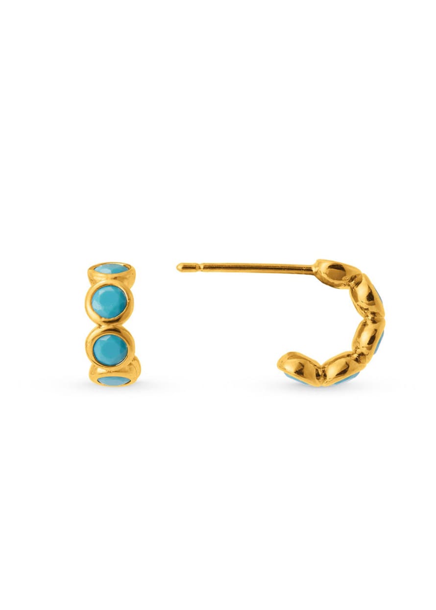 Orelia Tennis Huggie Hoop Earrings - Turquoise