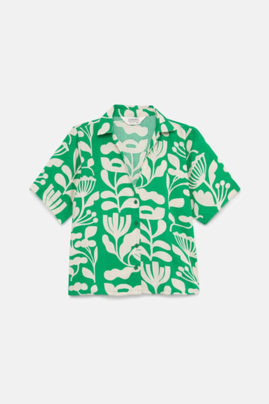 Compania Fantastica Green Floral Print Shirt