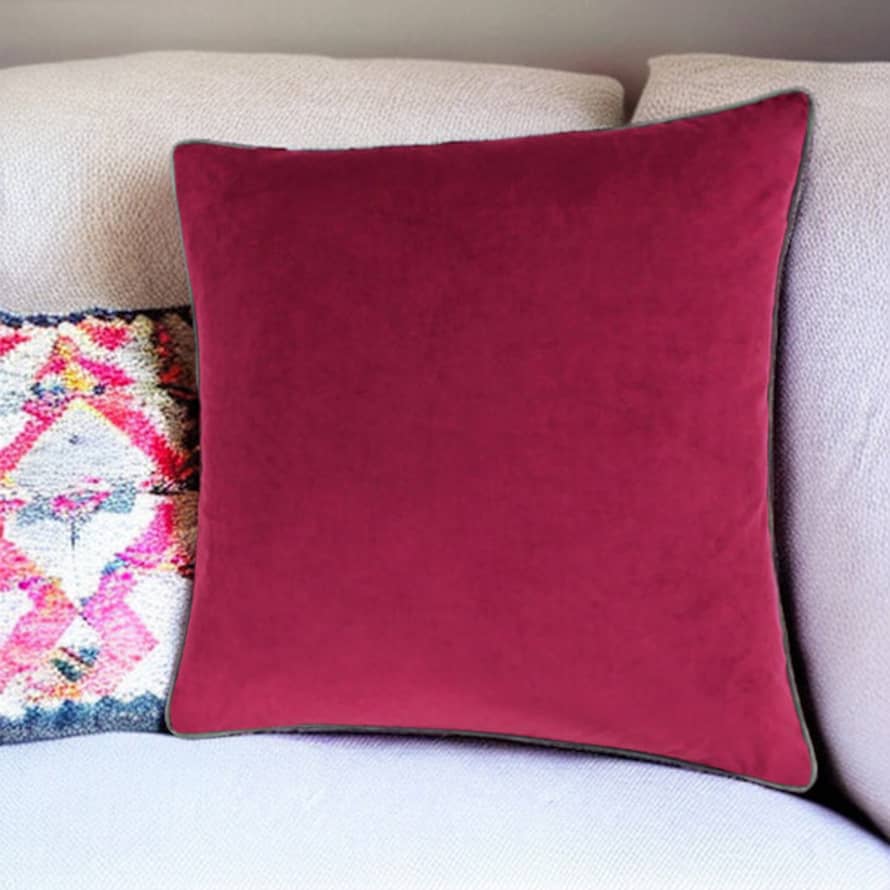 Persora Meridian Cranberry And Mocha Velvet Cushion