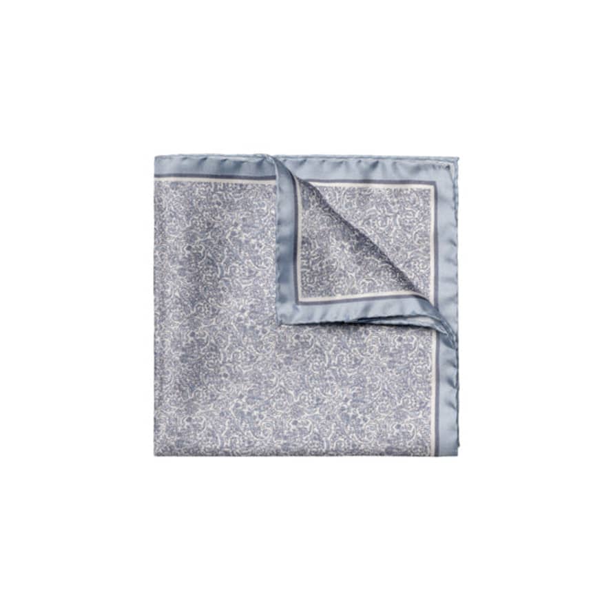 ETON - Paisley Print Silk Pocket Square In Blue 10001141123