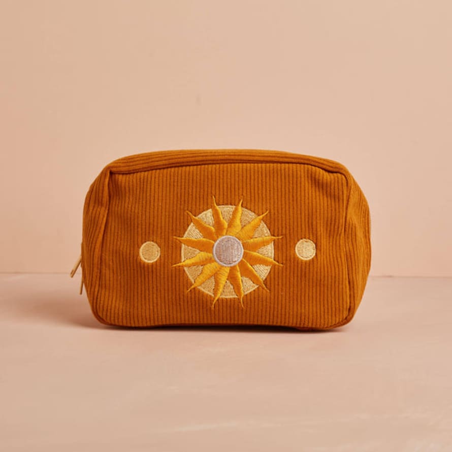 Cai & Jo Corduroy Makeup Bag In Burnt Orange By