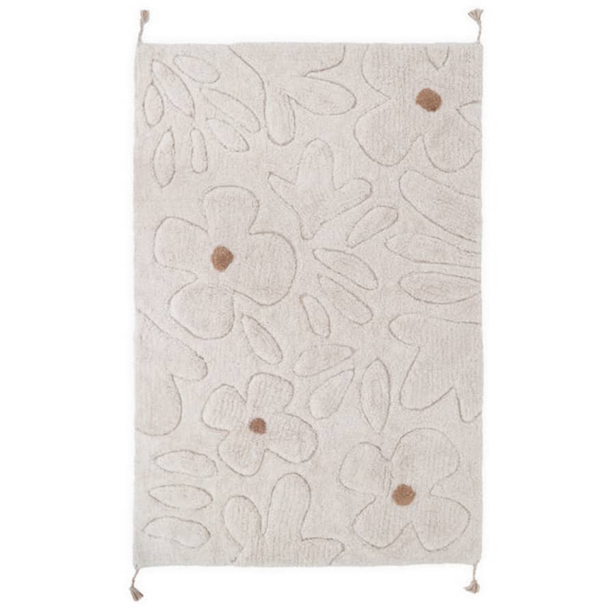 nattiot-shop Tapis Chambre Enfant Coton Lavable Motif Fleurs Gentle Flora