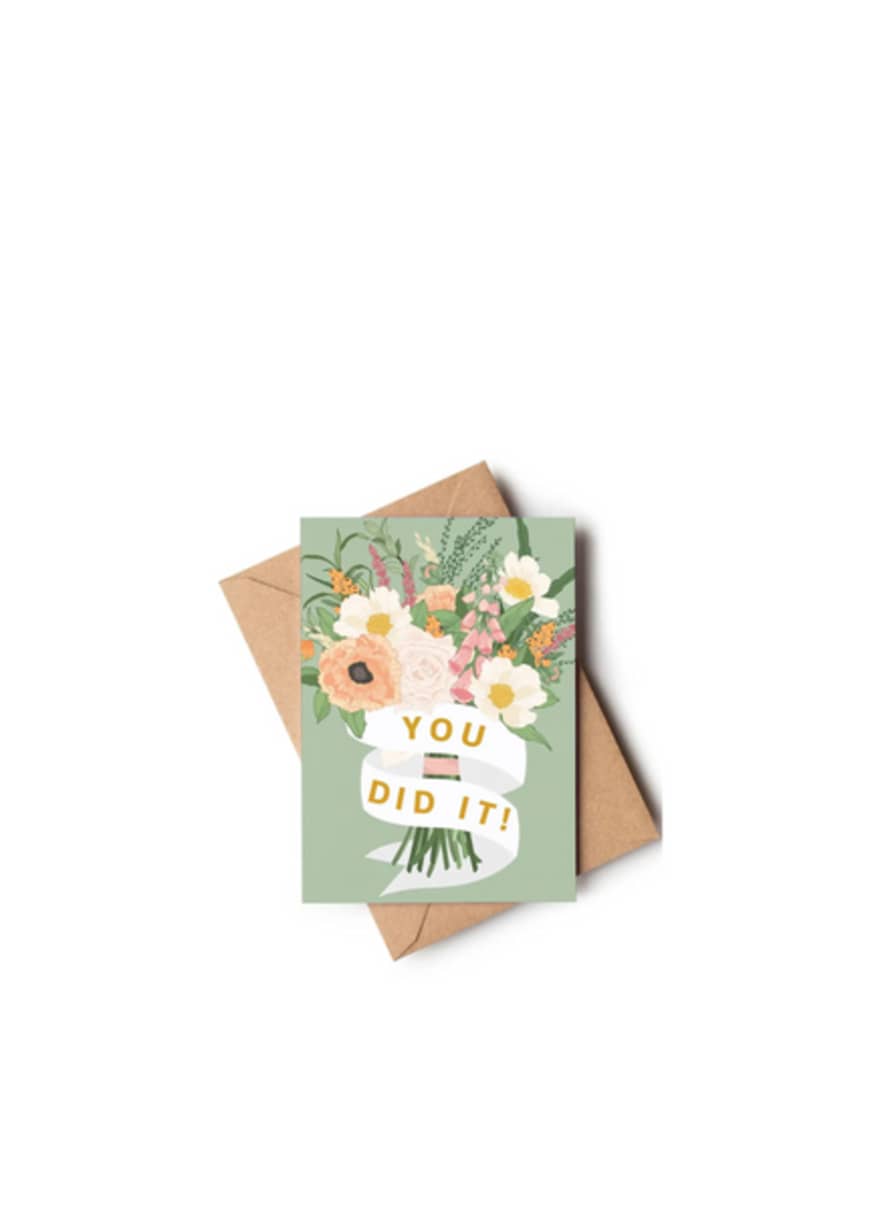 Wildwood Paper You Did It! Floral Bouquet Celebration Congratulations Card From
