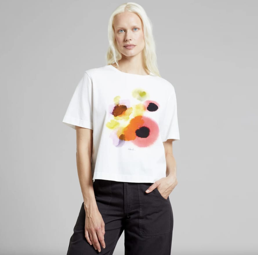 dedicated T-shirt Vadstena Abstract Flowers White 