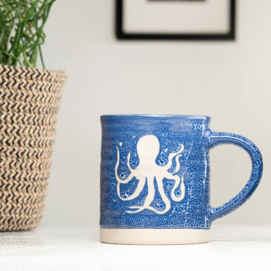 Distinctly Living Blue Stoneware Octopus Mug