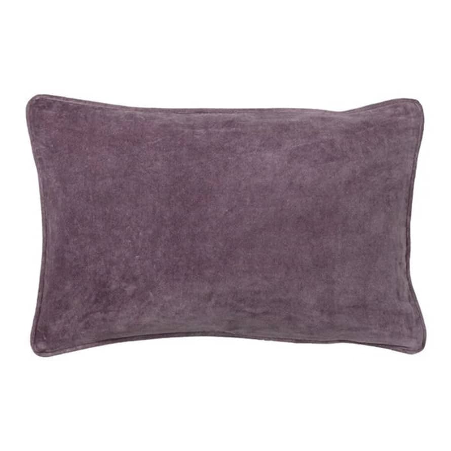 Bungalow DK Velvet Cushion Cover 33 X 50 Cm - Dark Mauve, With Feather Mix Cushion Pad