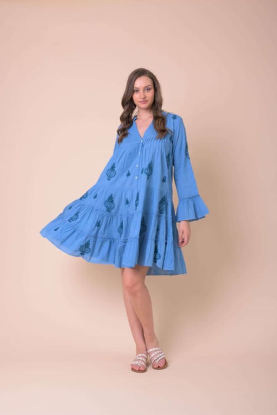 Handprint Dream Apparel Lobster Dress In Blue With Embroidered Detail